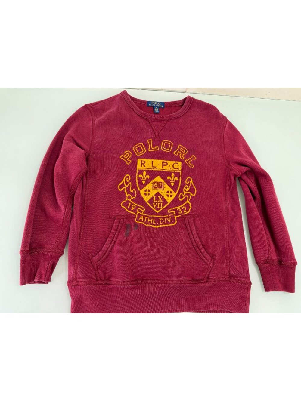 Polo Ralph Lauren Sweatshirt Boys M (10-12) Pullover Academia Crest Maroon